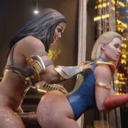 Wonder woman Super girl off duty 3d Animated Porn